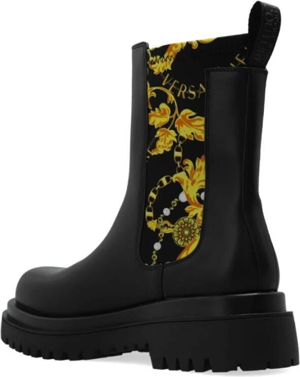 Versace Jeans Couture Zwarte enkellaarzen voor vrouwen Black Dames