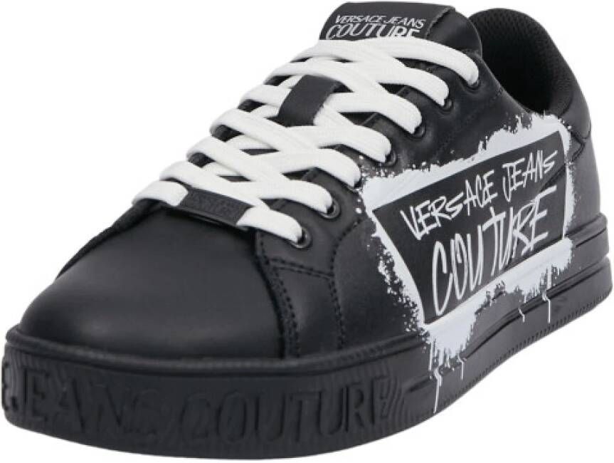 Versace Jeans Couture Zwarte Fondo Court Sneakers met Inscriptie Black Heren