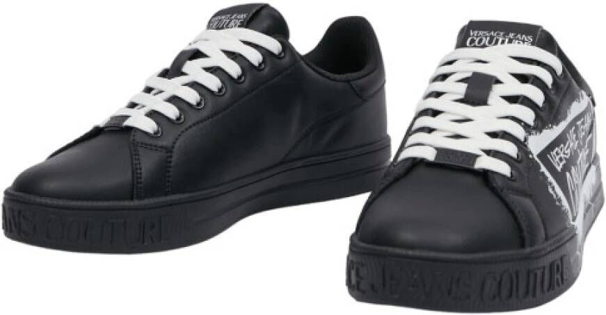 Versace Jeans Couture Zwarte Fondo Court Sneakers met Inscriptie Black Heren