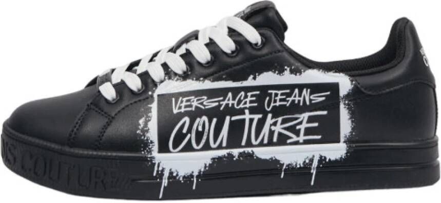 Versace Jeans Couture Zwarte Fondo Court Sneakers met Inscriptie Black Heren