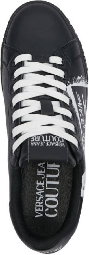 Versace Jeans Couture Zwarte Fondo Court Sneakers met Inscriptie Black Heren