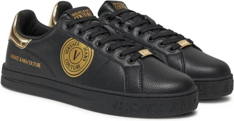 Versace Jeans Couture Zwarte lage rechtbank sneakers Black Heren