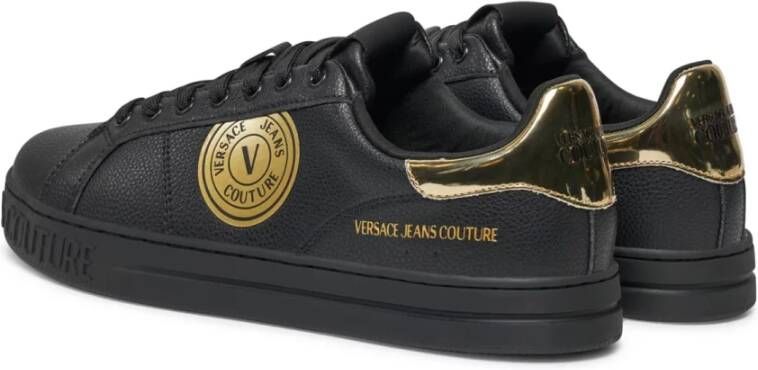 Versace Jeans Couture Zwarte lage rechtbank sneakers Black Heren