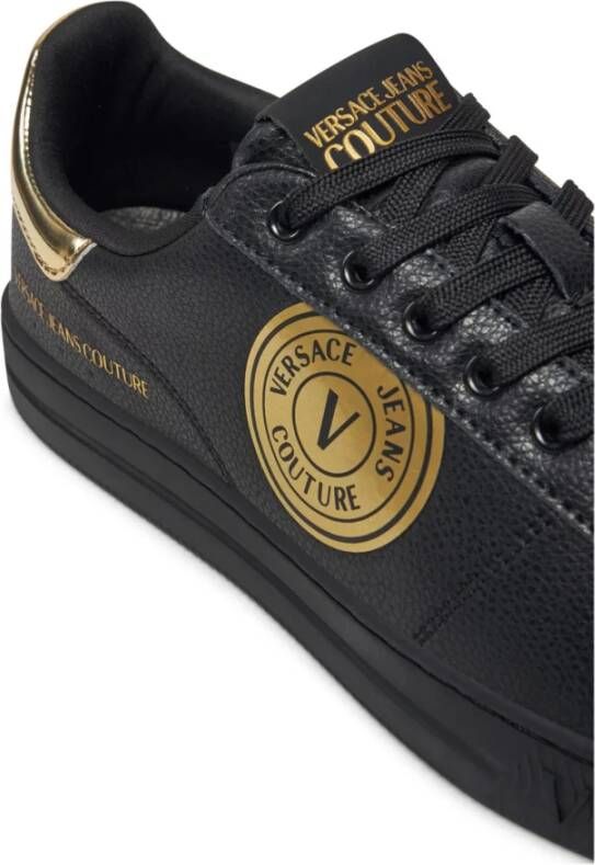 Versace Jeans Couture Zwarte lage rechtbank sneakers Black Heren