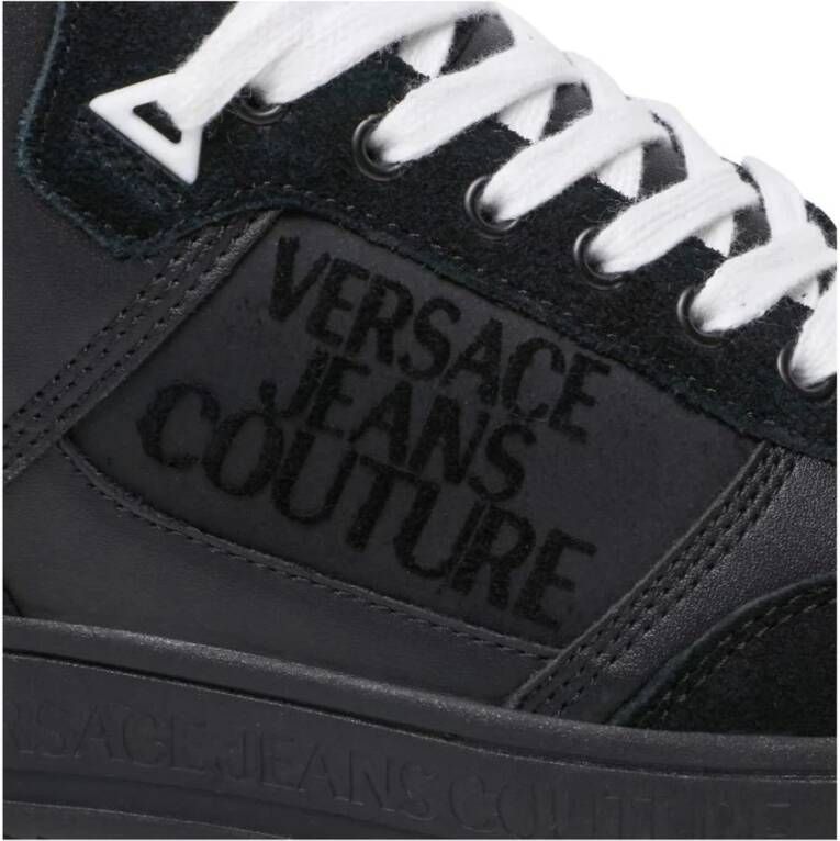 Versace Jeans Couture Zwarte leren hoge sneakers Black Dames