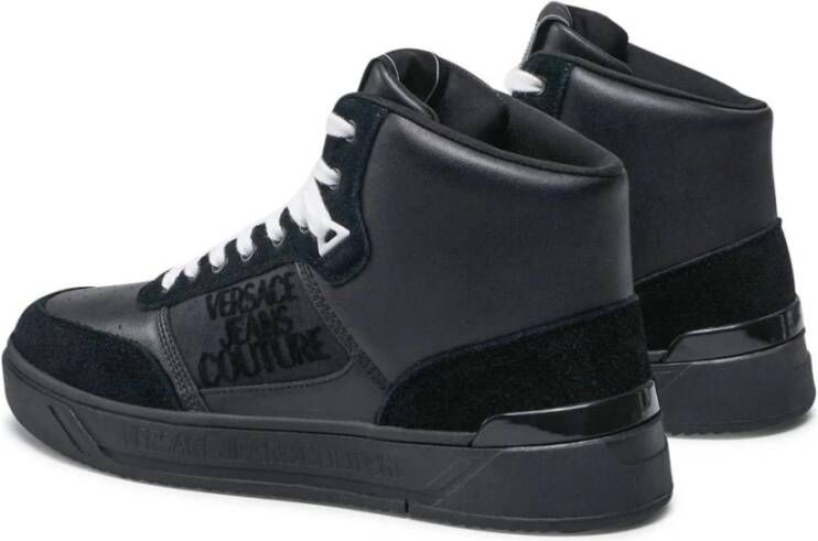 Versace Jeans Couture Zwarte leren hoge sneakers Black Heren