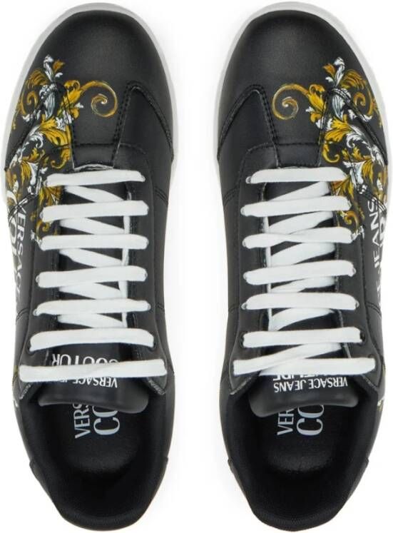 Versace Jeans Couture Zwarte leren logo sneakers Black Heren