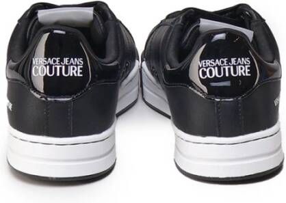 Versace Jeans Couture Zwarte Leren Sneakers met Witte Details Black Heren