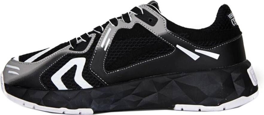 Versace Jeans Couture Zwarte Nylon Sneaker met Suède Details Black Heren