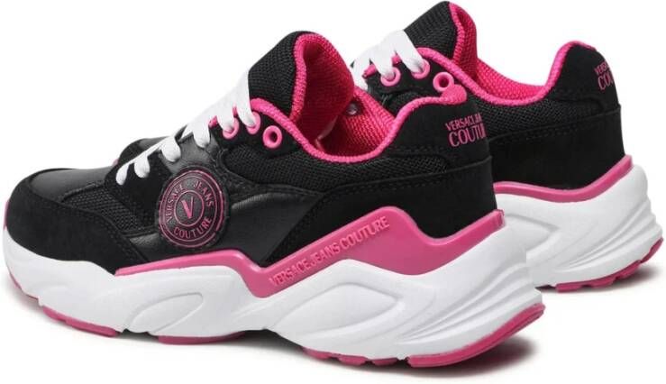 Versace Jeans Couture Zwarte Sneakers met Fuchsia Details Black Dames