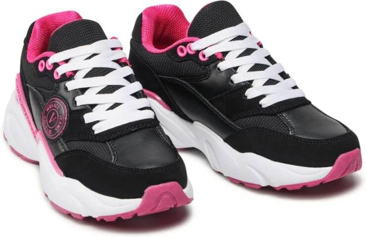 Versace Jeans Couture Zwarte Sneakers met Fuchsia Details Black Dames