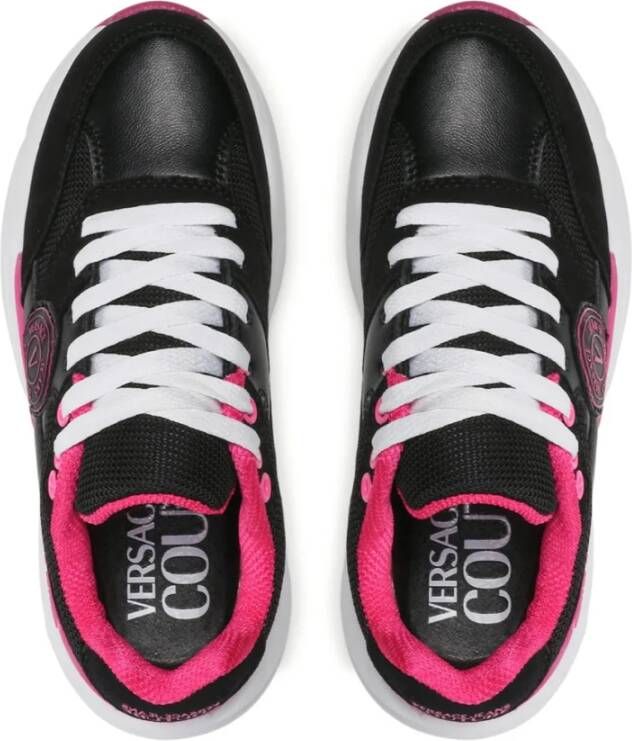 Versace Jeans Couture Zwarte Sneakers met Fuchsia Details Black Dames