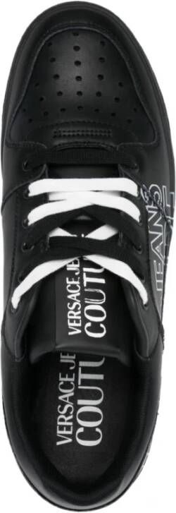 Versace Jeans Couture Zwarte Sneakers Paneelontwerp Logo Print Black Heren