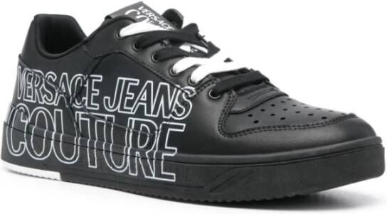 Versace Jeans Couture Zwarte Sneakers Paneelontwerp Logo Print Black Heren