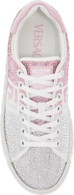 Versace Kristal Bezaaide Satijnen Sneakers Pink Dames