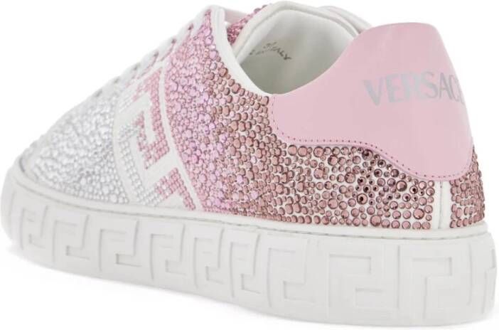 Versace Kristal Bezaaide Satijnen Sneakers Pink Dames