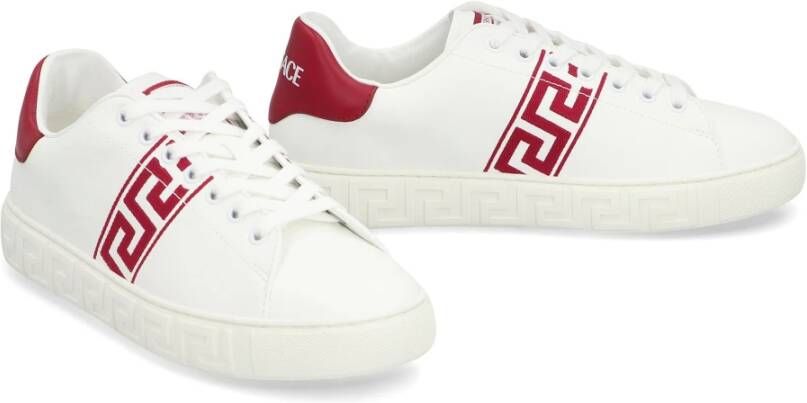 Versace Lage sneakers met leren inzetstuk White Dames