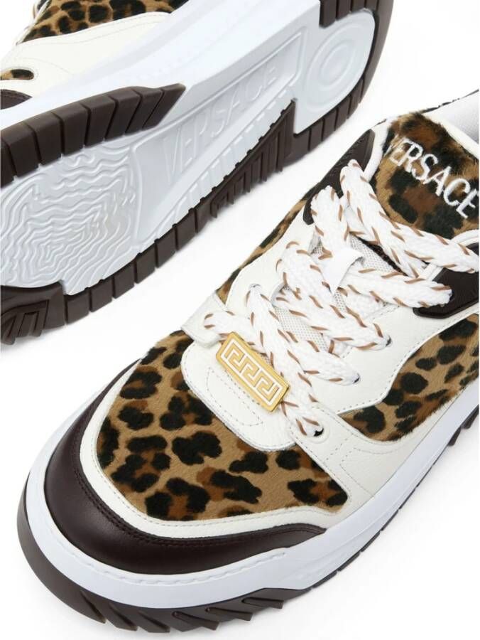 Versace Leopard Print Panelled Sneakers Multicolor Heren