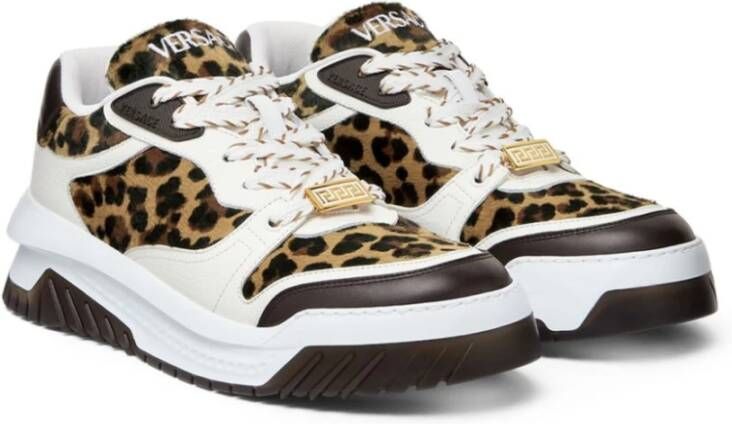 Versace Leopard Print Panelled Sneakers Multicolor Heren