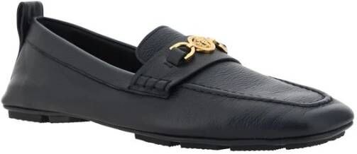 Versace Leren Driver Loafers met Metallic Detail Black Heren