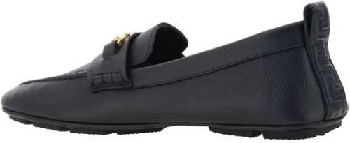 Versace Leren Driver Loafers met Metallic Detail Black Heren