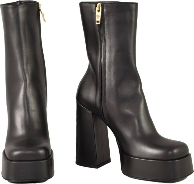 Versace Leren Enkellaars Collectie Black Dames