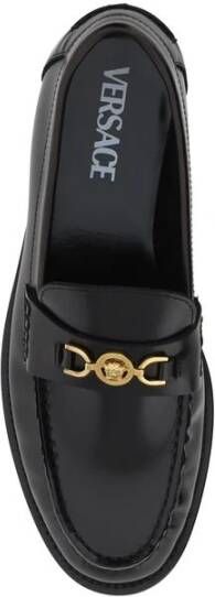 Versace Leren instapper met Medusa-plaquette Black Dames