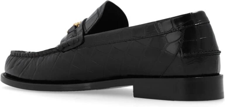 Versace Leren loafers Black Heren