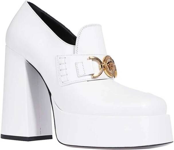 Versace Leren Loafers met Logo Detail White Dames