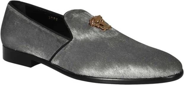 Versace Leren Moccasins met Metalen Detail Gray Heren