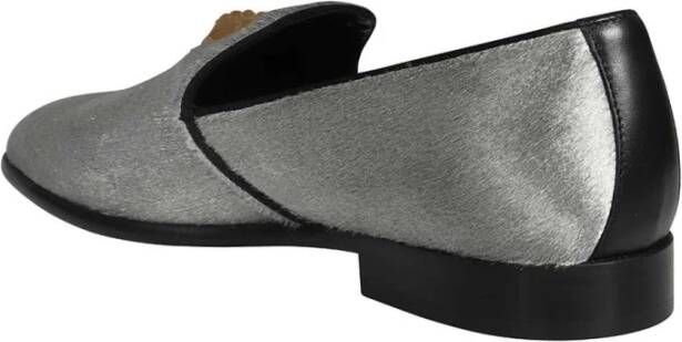 Versace Leren Moccasins met Metalen Detail Gray Heren