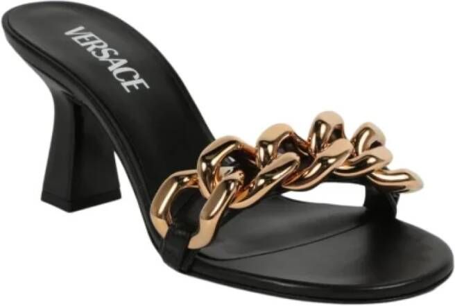 Versace Leren Sandalen Hakhoogte: 3.5 Black Dames