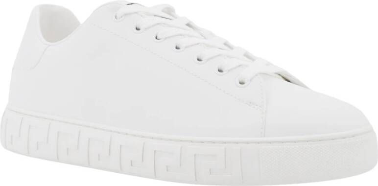 Versace Leren sneakers met La Greca-detail White Heren