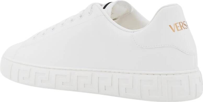 Versace Leren sneakers met La Greca-detail White Heren