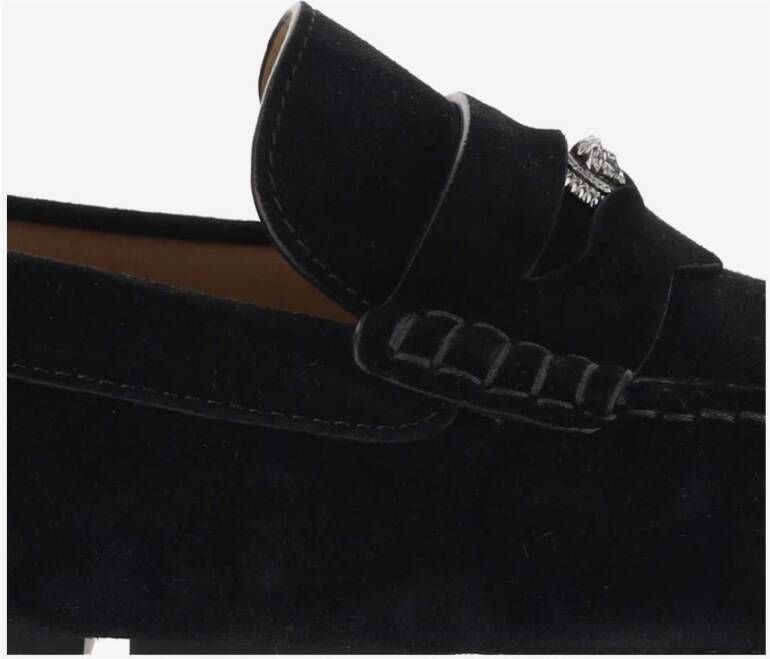 Versace Zwarte Suède Loafers met Biggie Medusa Black Heren