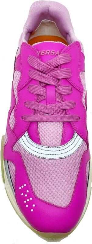 Versace Logo Sneakers Leer Mesh Rubberen Zool Multicolor Dames