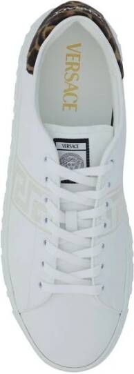 Versace Luipaardprint Leren Sneakers White Heren