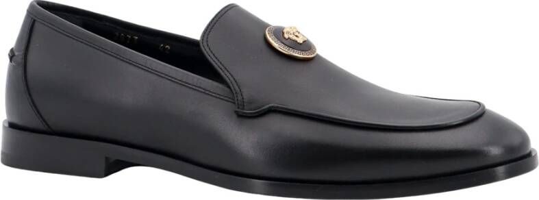 Versace Luxe Zwarte Leren Pantoffels Ss24 Black Heren