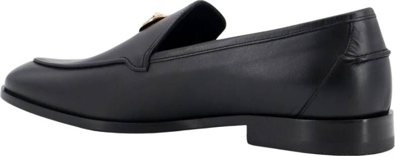 Versace Luxe Zwarte Leren Pantoffels Ss24 Black Heren