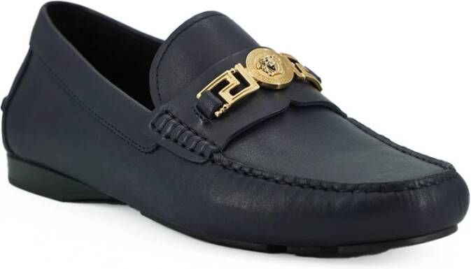 Versace Marineblauw Kalfsleer Loafers Blue Heren