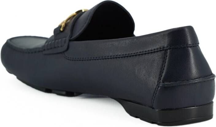 Versace Marineblauw Kalfsleer Loafers Blue Heren