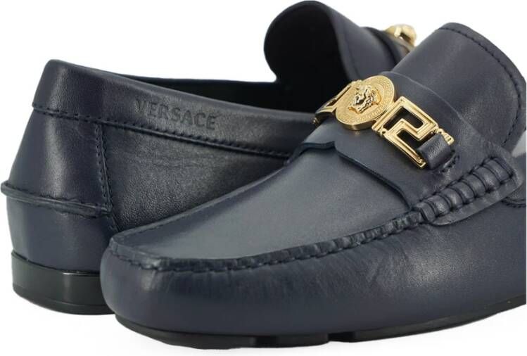 Versace Marineblauw Kalfsleer Loafers Blue Heren