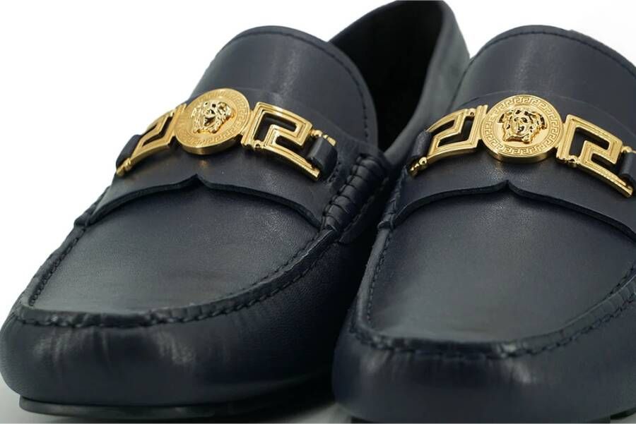 Versace Marineblauw Kalfsleer Loafers Blue Heren