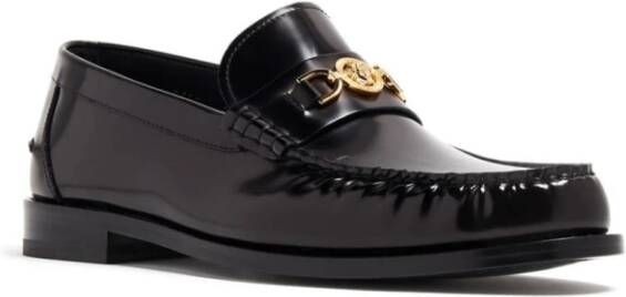 Versace Medusa Plaque Zwarte Kalfleren Mocassins Black Heren