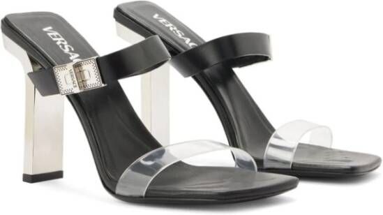 Versace Metalen Hak Instap Sandalen Black Dames