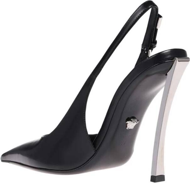 Versace Metallic Heel Slingback Pumps Black Dames