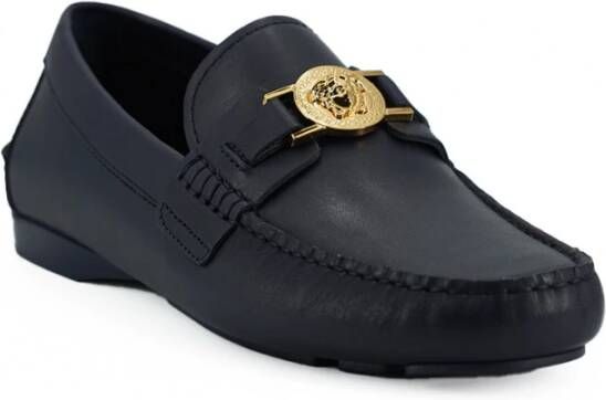 Versace Navy Blauw Kalfsleer Loafers Blue Heren