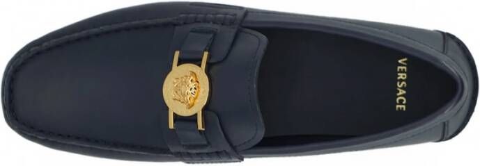 Versace Navy Blauw Kalfsleer Loafers Blue Heren