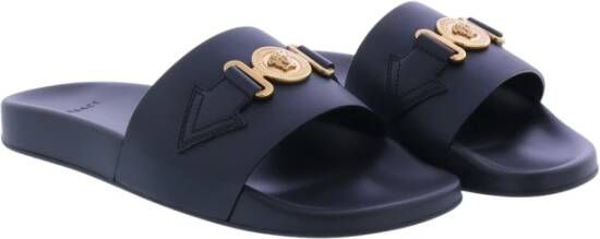 Versace Pool Slide Vitello Zwart Heren