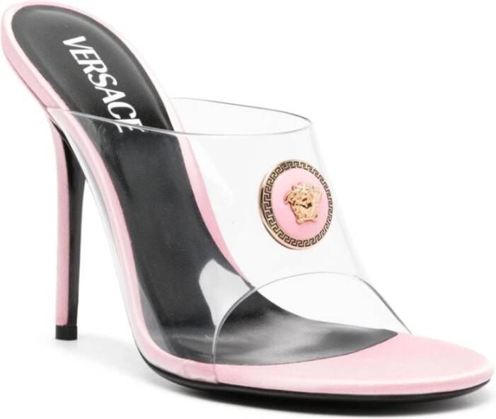 Versace Prachtige Roze Satijnen Hakken Muiltjes Pink Dames